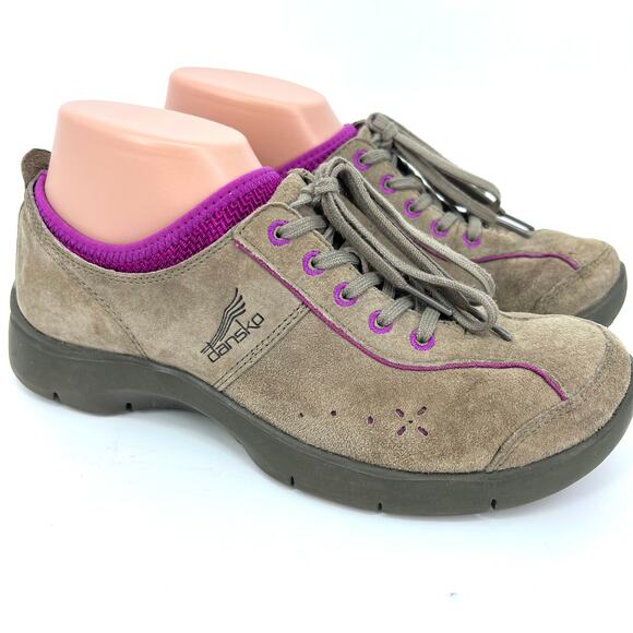 Dansko Elise Taupe Pink Suede Non Slip Sneakers Shoes Euro Size 39 - Picture 3 of 13